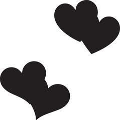 Two black heart-shaped silhouettes on a white background. 