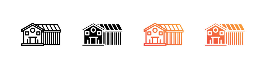 House Multiple Style Icon Set Vector 