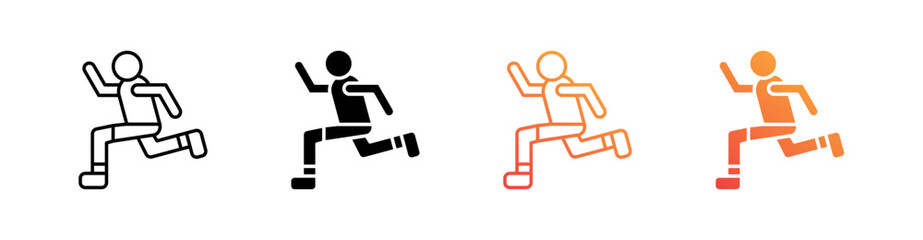 Jogging Multiple Style Icon Set Vector 