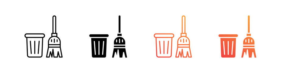 Cleaning Multiple Style Icon Set Vector 