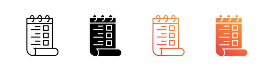List Multiple Style Icon Set Vector 