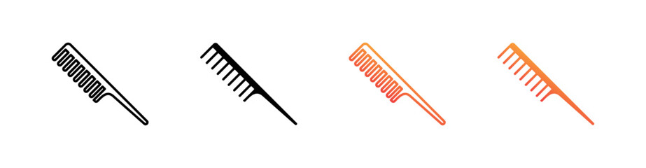 Hair Comb Multiple Style Icon Set Vector 