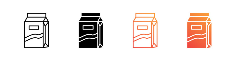 Milk Multiple Style Icon Set Vector 