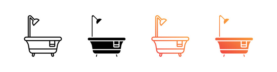 Bath Multiple Style Icon Set Vector 