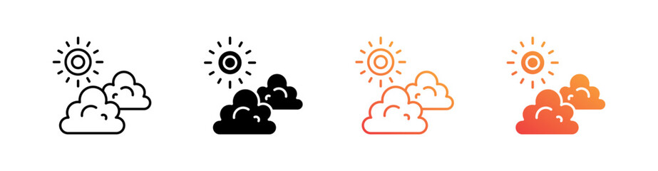 Weather Forecast Multiple Style Icon Set Vector 