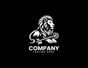 Fototapeta premium Majestic Lion with The Key of Infinity Eternal Power Wisdom Vector Logo Design