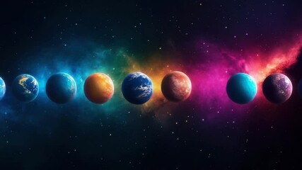Colorful planets in space with vibrant nebula background and starry sky creating cosmic atmosphere in universe galaxy celestial astronomy bright glowing clouds cosmic celestial bodies - Powered by Adobe