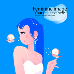 小鳥と会話する女性