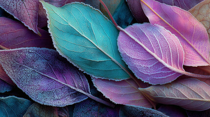 Frost on Autumn Leaves, Pastel Colors, Closeup, Background Texture Wallpaper