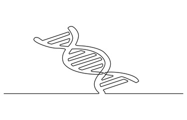 Continuous one line drawing of DNA. Single line drawing illustration of rhino DNA. National science day concept line art. Editable outline