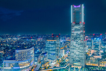 日本の神奈川県横浜市みなとみらいの夜景