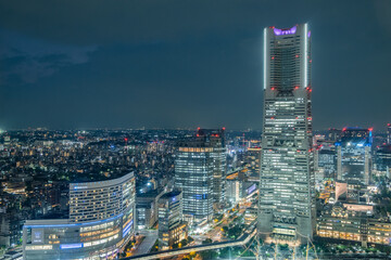 日本の神奈川県横浜市みなとみらいの夜景