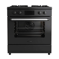 3D black oven icon isolated on transparent background. PNG