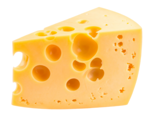 Wedge of swiss cheese close up