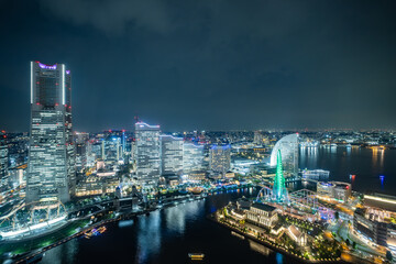 日本の神奈川県横浜市みなとみらいの夜景