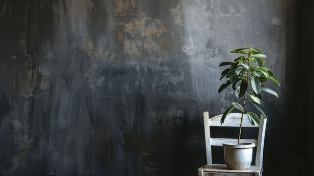 
Minimalist Black and White Geometric Stage with Plants