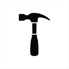 Vector Hammer Silhouette Icon Isolated on White Background	