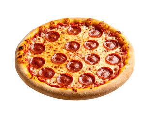 Delicious pepperoni pizza on black background