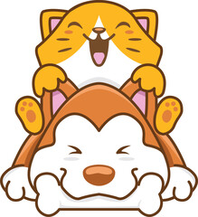 Illustration of dog and cat suitable for a pet shop logo