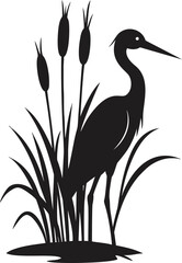 Elegant silhouette of a heron in a marsh habitat