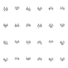 Collection of Twenty-Four Linear Style Christmas Ornament Icons: Festive, Minimalist, and Elegant Design for Holiday Branding.