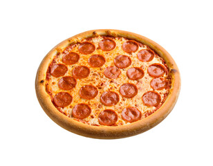 Pepperoni pizza on black studio background