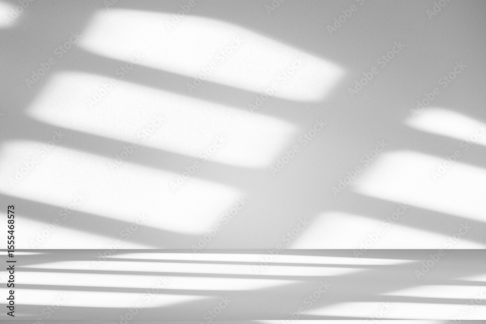Poster Wall interior background, studio and backdrops show products.with shadow from window color white and grey. background for text insertion and presentation product	
