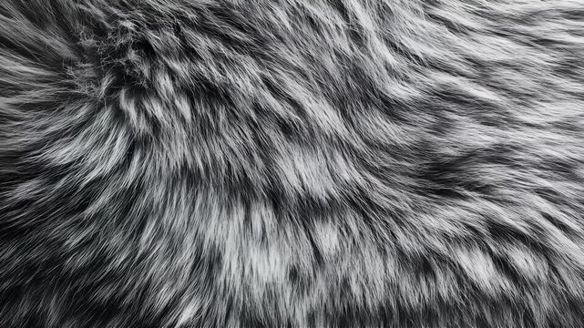 seamless loop close up of fluffy gray animal fur texture top view