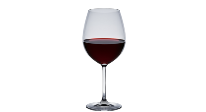A glass of wine on a transparent background. png file. Generative AI . Glass of Red Wine on Dark Surface Elegant Still Life - Powered by Adobe
