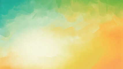 Abstract watercolor sky with colorful clouds and sun-kissed light