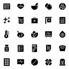 Collection of Basic Medicare Related Vector Solid Icons. Contains Icons like Ambulance, Doctor, Hospital, Medicine and more. Editable stroke. 48x48 pixels