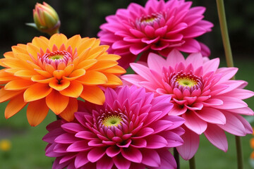 Fototapeta premium bunch of flowers that are in the grass 1