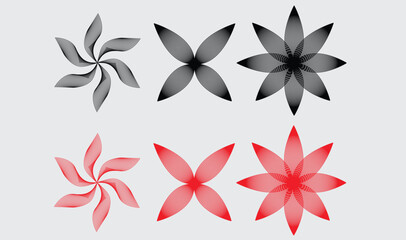 Obraz premium Abstract Floral Designs Elegant Red and Gray Flower Illustrations