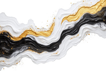 black and white painting with gold accents