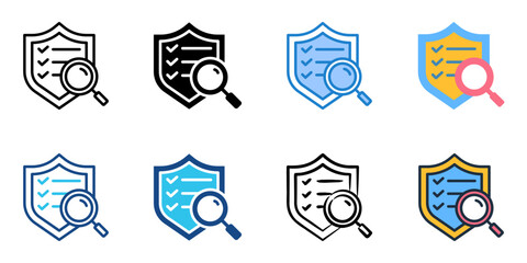 Security audit icon set multiple style collection 
