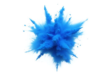 blue powder explosion on a white background