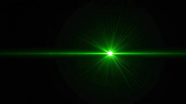 Radiant Green Laser Beam Illuminating the Void, A stark contrast of technological prowess and limitless darkness.