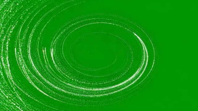 A mesmerizing spiral of luminous lines dances across a vibrant green backdrop, forming an abstract artwork. Its simple elegance makes it perfect for a multitude of creative purposes.