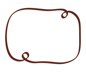 手書き筆タッチのくるりん四角フレーム/セピアライン