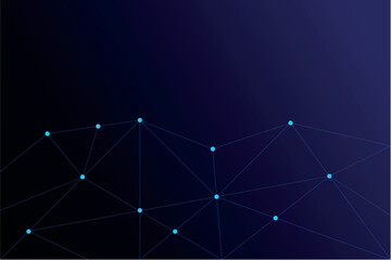 Blue Connected Dots and Lines Network Diagram on Black Background