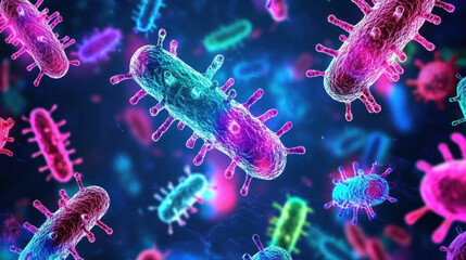 Bacteria, Bacteria on a phone screen captured under UV light for scientific research and analysis purposes.