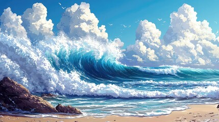 Ocean Waves Crashing Against the Shoreline Beautifully Representing Oceanic Power Coastal Views and Beachfront Scenes for Environmental Marketing Coastal Tourism and Outdoor Campaigns
