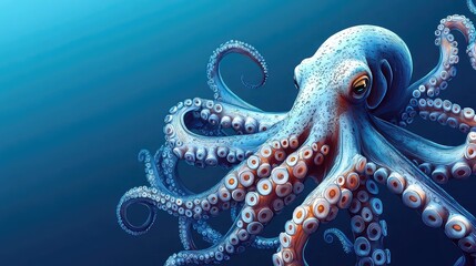 Octopus Drawing with Tentacles and Ocean Life Representing Marine Biology Ocean Exploration and Aquatic Art for Ocean Conservation Educational Campaigns and Marine Projects