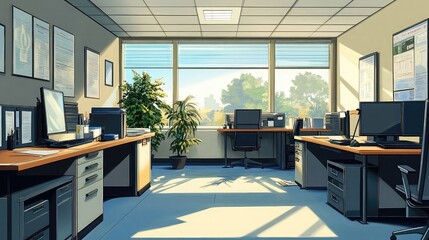 Office Background Featuring Professional Work Environment Representing Corporate Settings Productive Spaces and Workspace Design for Business Campaigns Offices and Work Environments