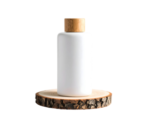 Minimalist product shot with wooden accent