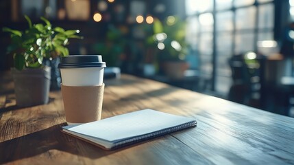 Office Desk with Notebook and Coffee Cup Representing Productivity Workspace Organization and Professional Environment for Business Solutions Office Design and Personal Workspaces
