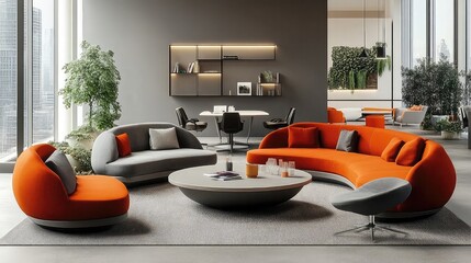 Office Environment with Modern and Sleek Designs Representing Contemporary Workspace Interior Design and Office Layouts for Productivity Corporate Offices and Work Environment Innovation
