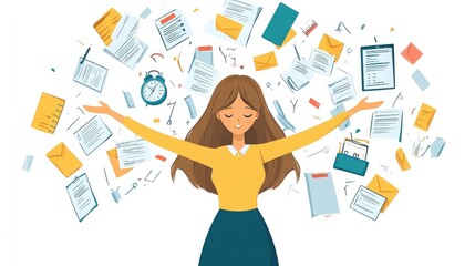 Office Worker Managing Tasks and Responsibilities Representing Employee Productivity Time Management and Workplace Efficiency for Professionals Remote Workers and Office Management