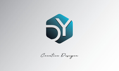 DY Creative Polygon Logo – Modern Negative Space Letter mark with Geometric Hexagon Shape for Futuristic Branding, Corporate Identity & Tech Design

