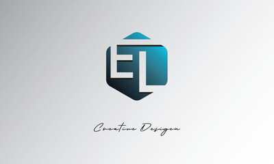 Obraz premium EL Creative Polygon Logo – Modern Negative Space Letter mark with Geometric Hexagon Shape for Futuristic Branding, Corporate Identity & Tech Design
